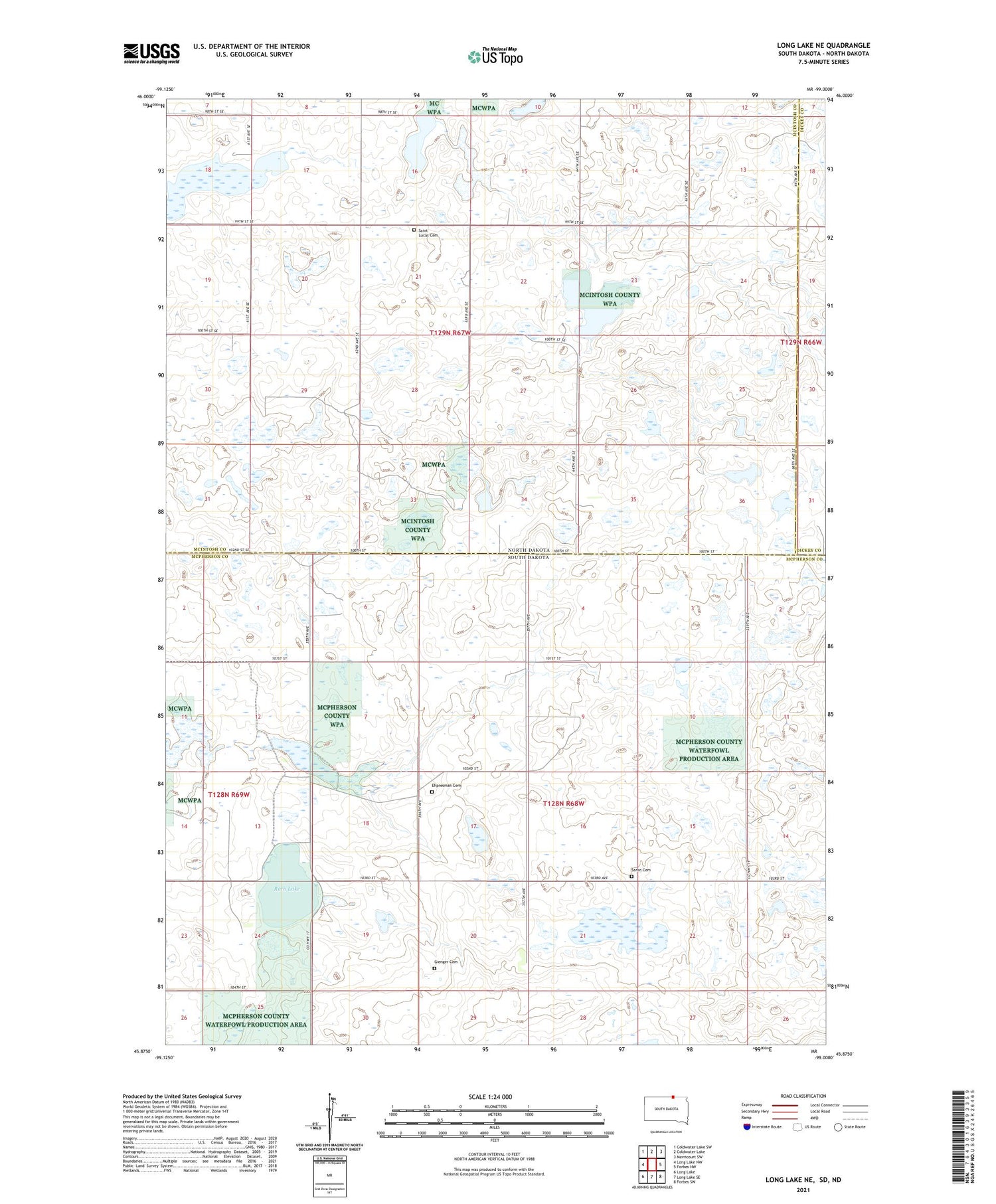 Long Lake NE South Dakota US Topo Map Image