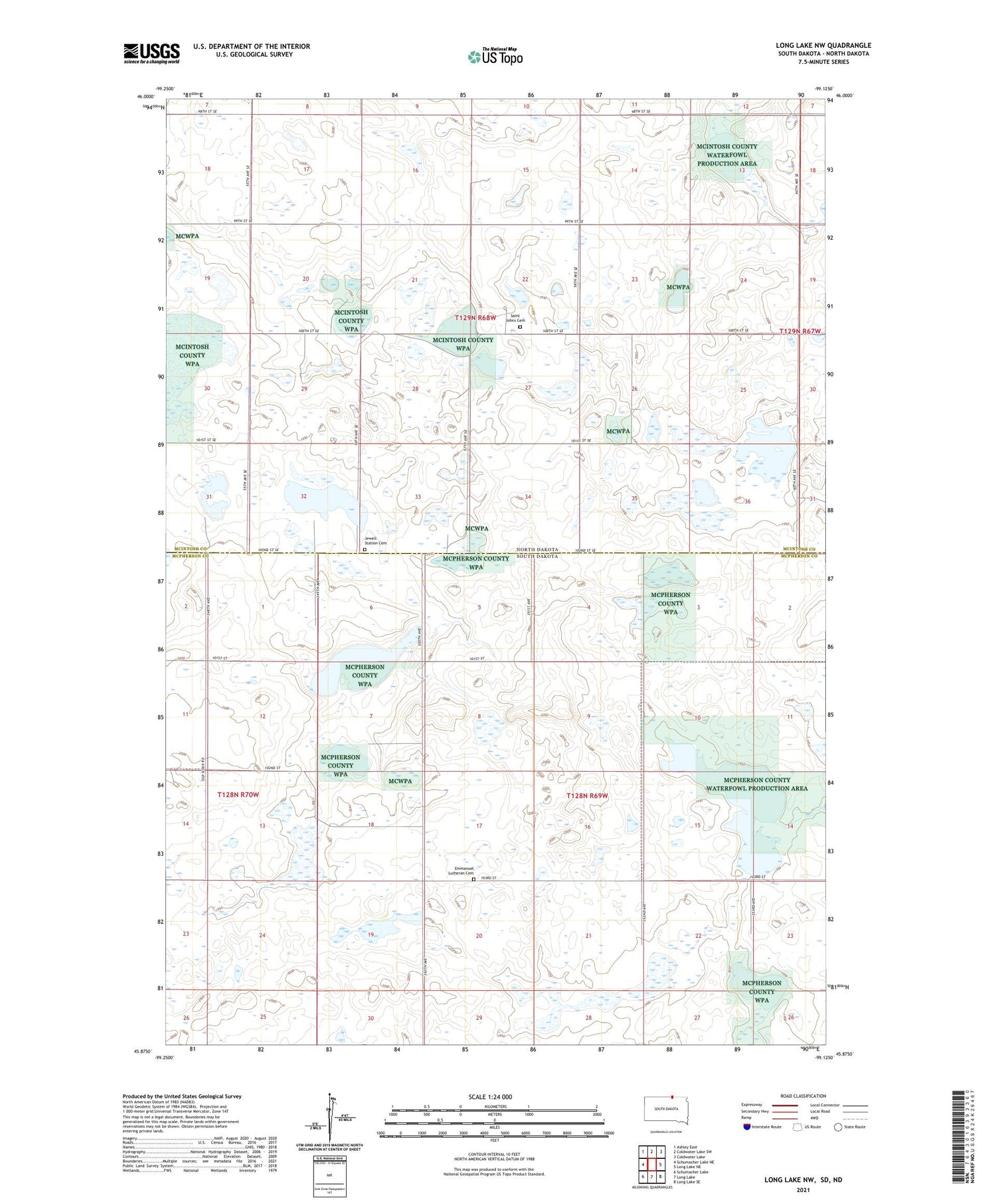 Long Lake NW South Dakota US Topo Map Image