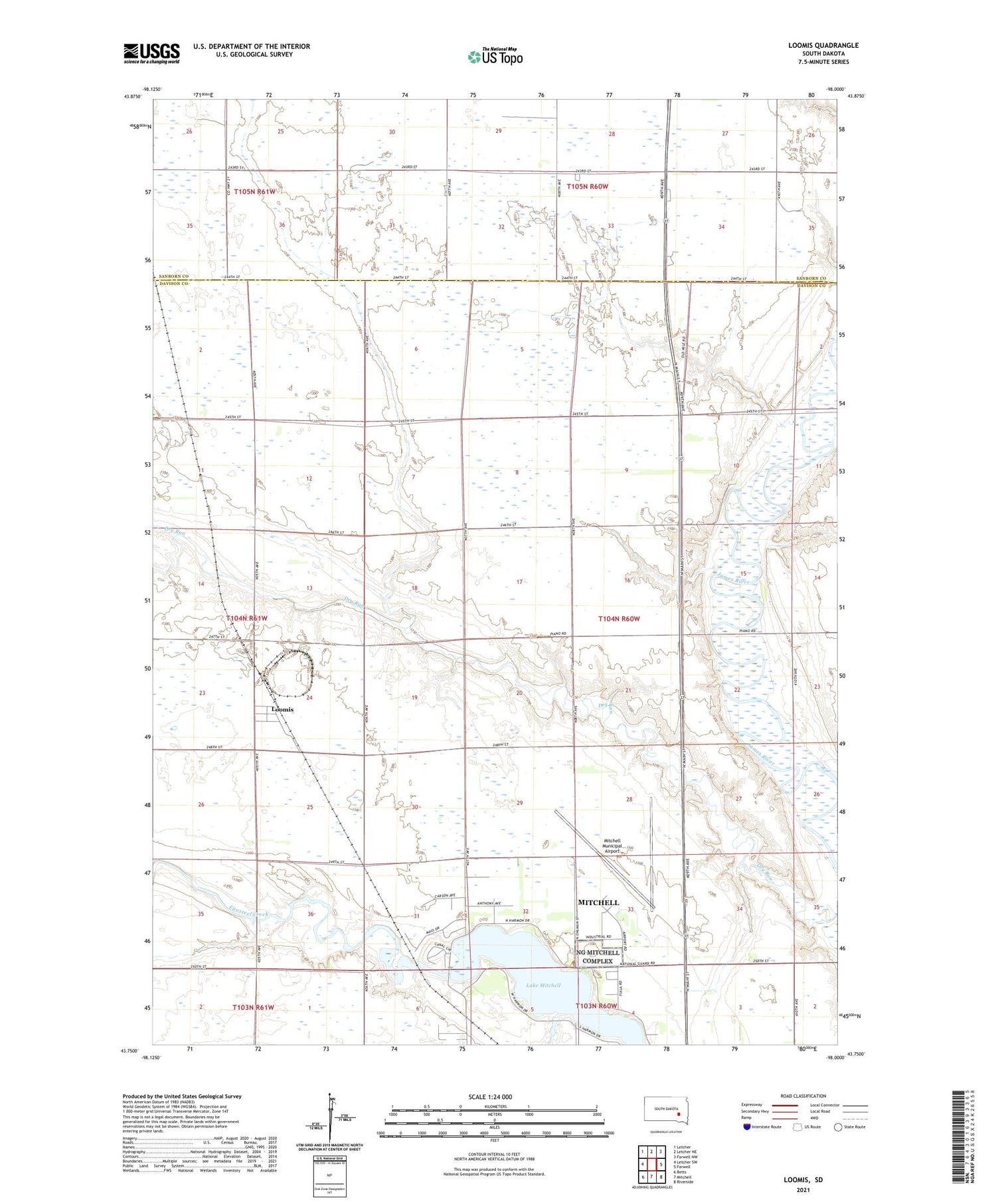Loomis South Dakota US Topo Map Image