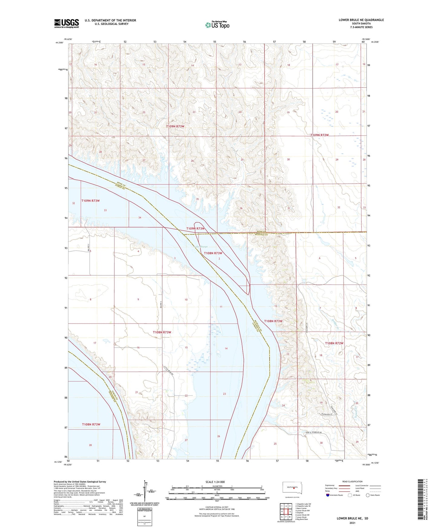 Lower Brule NE South Dakota US Topo Map Image