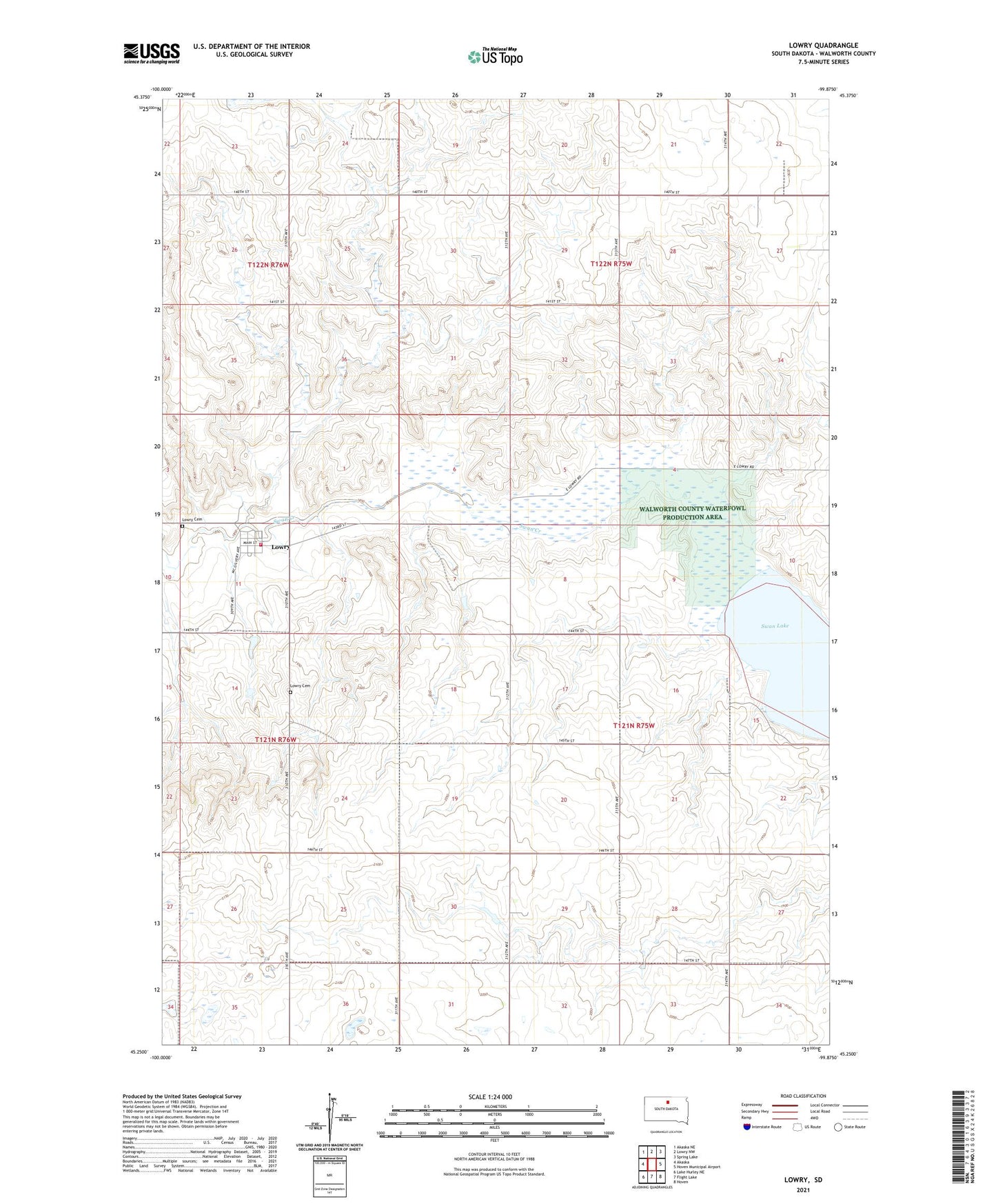 Lowry South Dakota US Topo Map Image