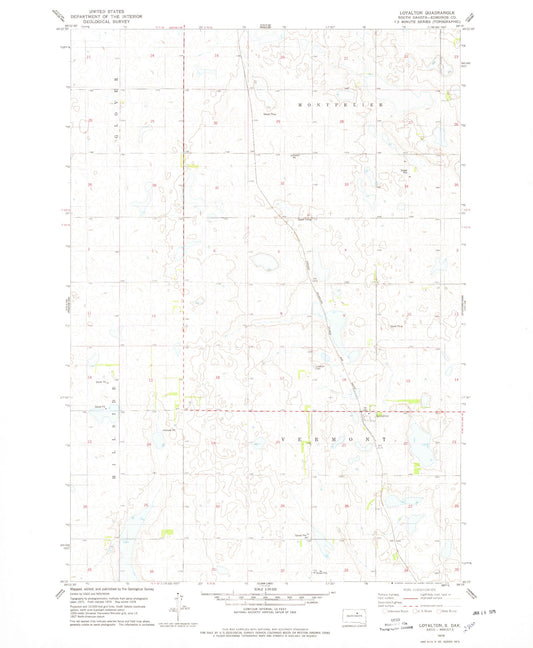 Classic USGS Loyalton South Dakota 7.5'x7.5' Topo Map Image