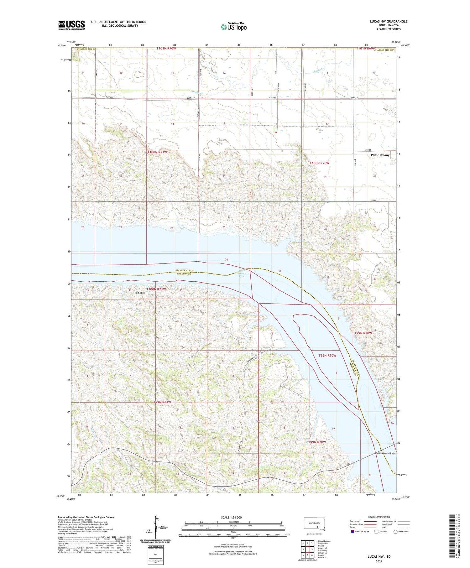 Lucas NW South Dakota US Topo Map Image