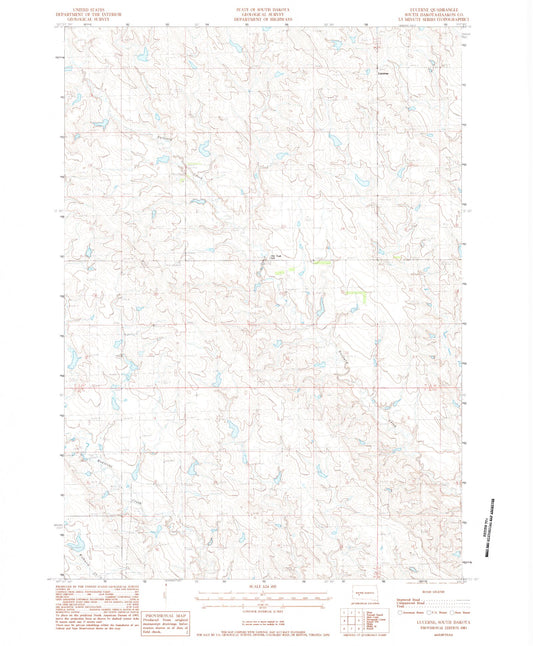 Classic USGS Lucerne South Dakota 7.5'x7.5' Topo Map Image