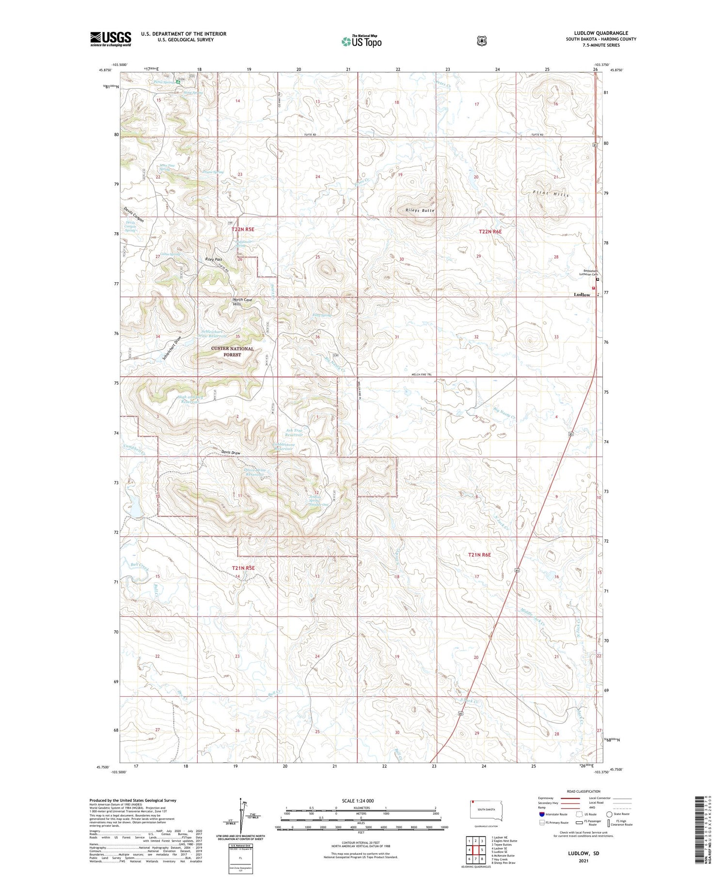 Ludlow South Dakota US Topo Map Image