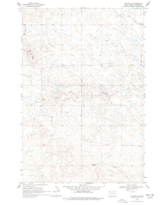 Classic USGS Ludlow SE South Dakota 7.5'x7.5' Topo Map Image