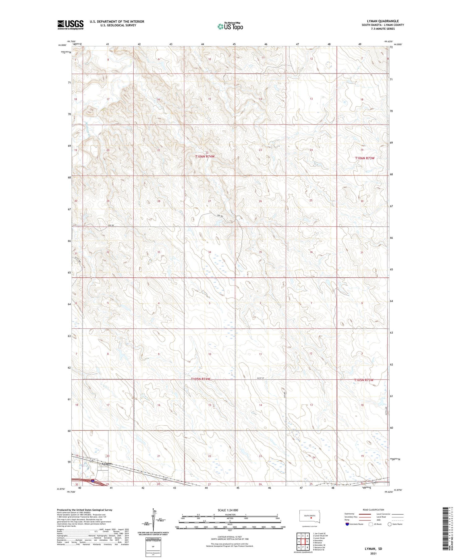 Lyman South Dakota US Topo Map Image