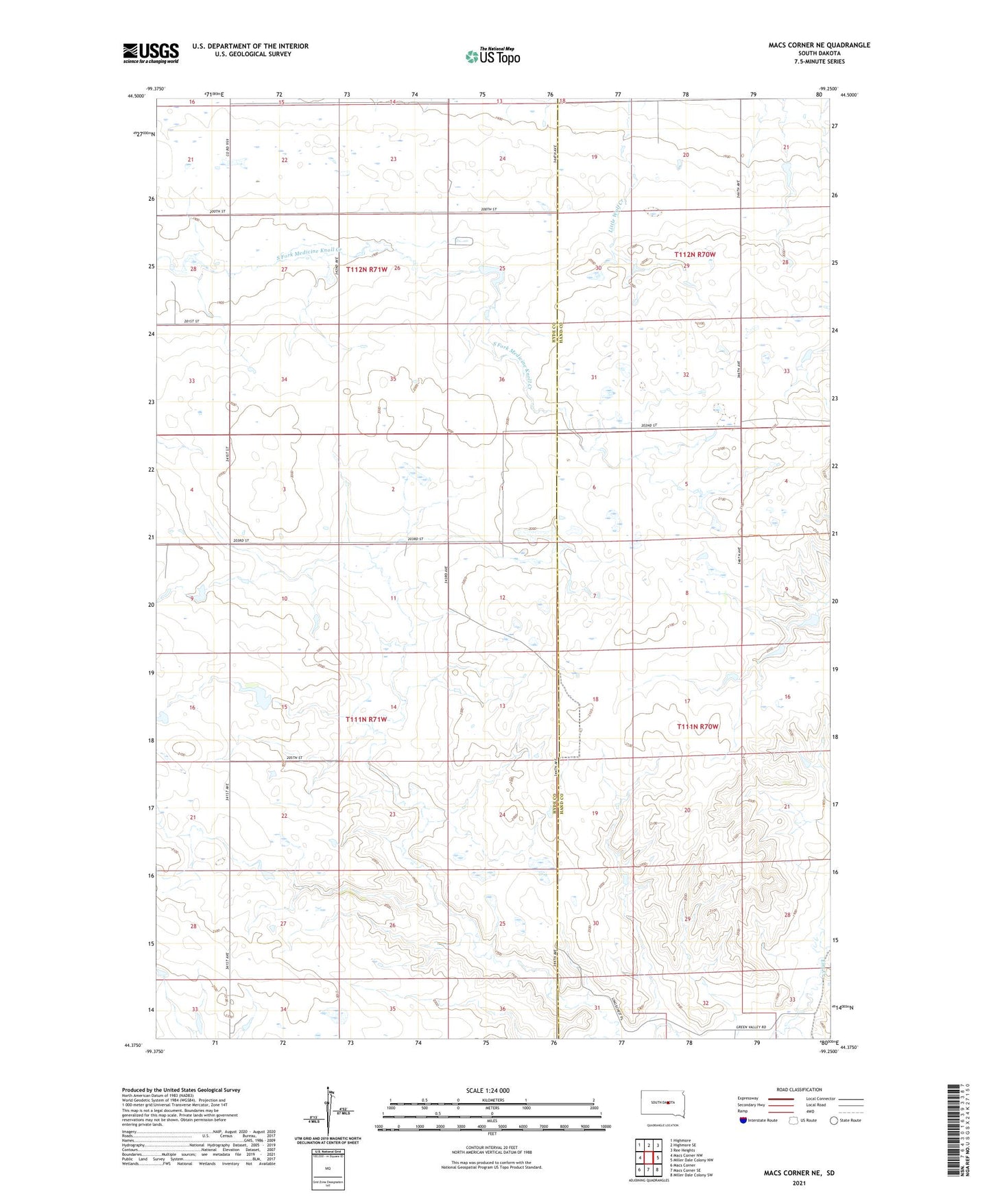 Macs Corner NE South Dakota US Topo Map Image