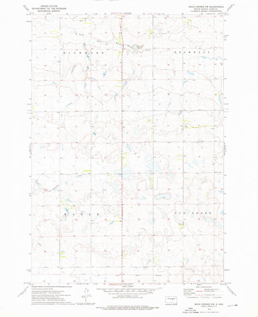 Classic USGS Macs Corner NW South Dakota 7.5'x7.5' Topo Map Image