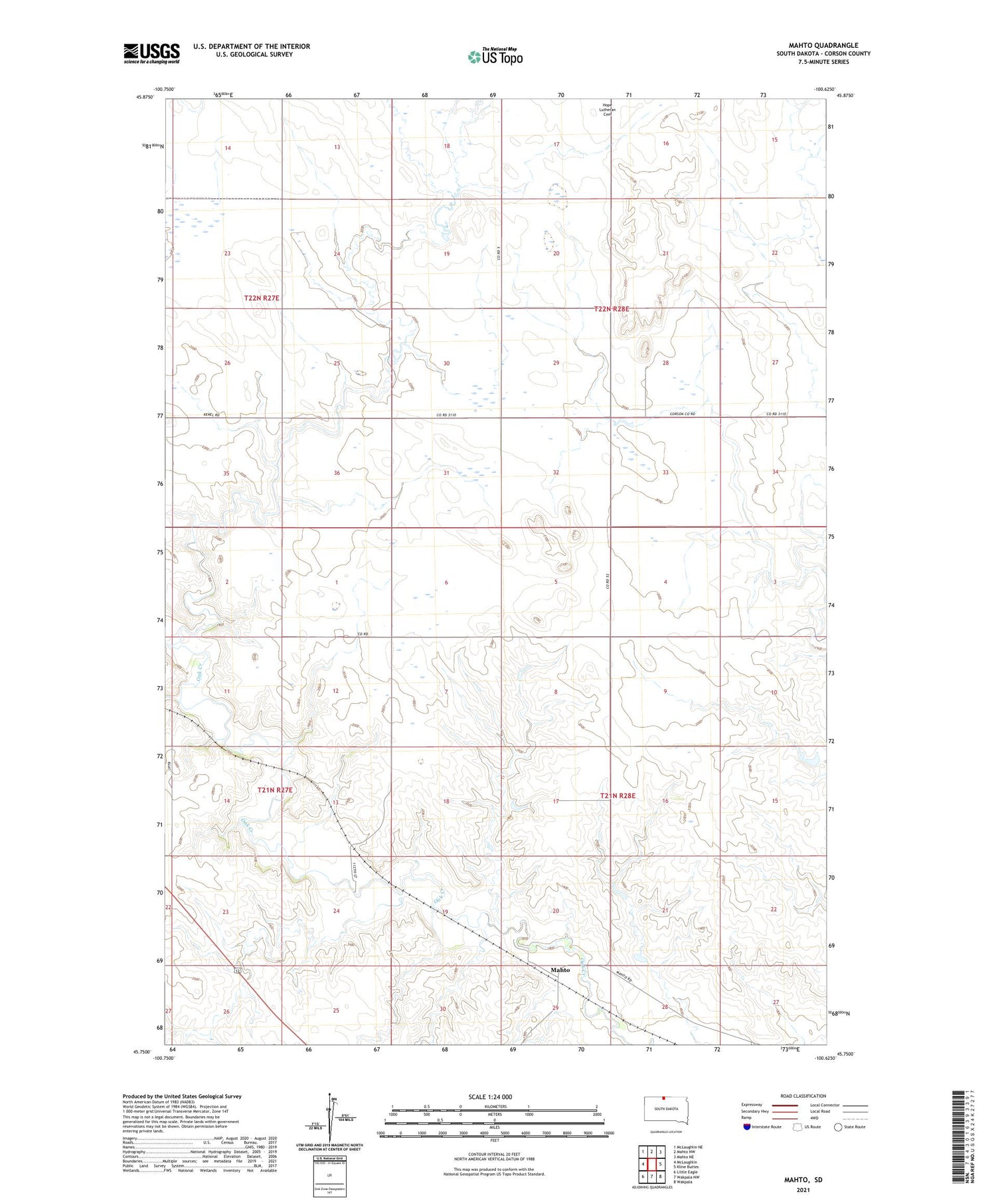 Mahto South Dakota US Topo Map Image