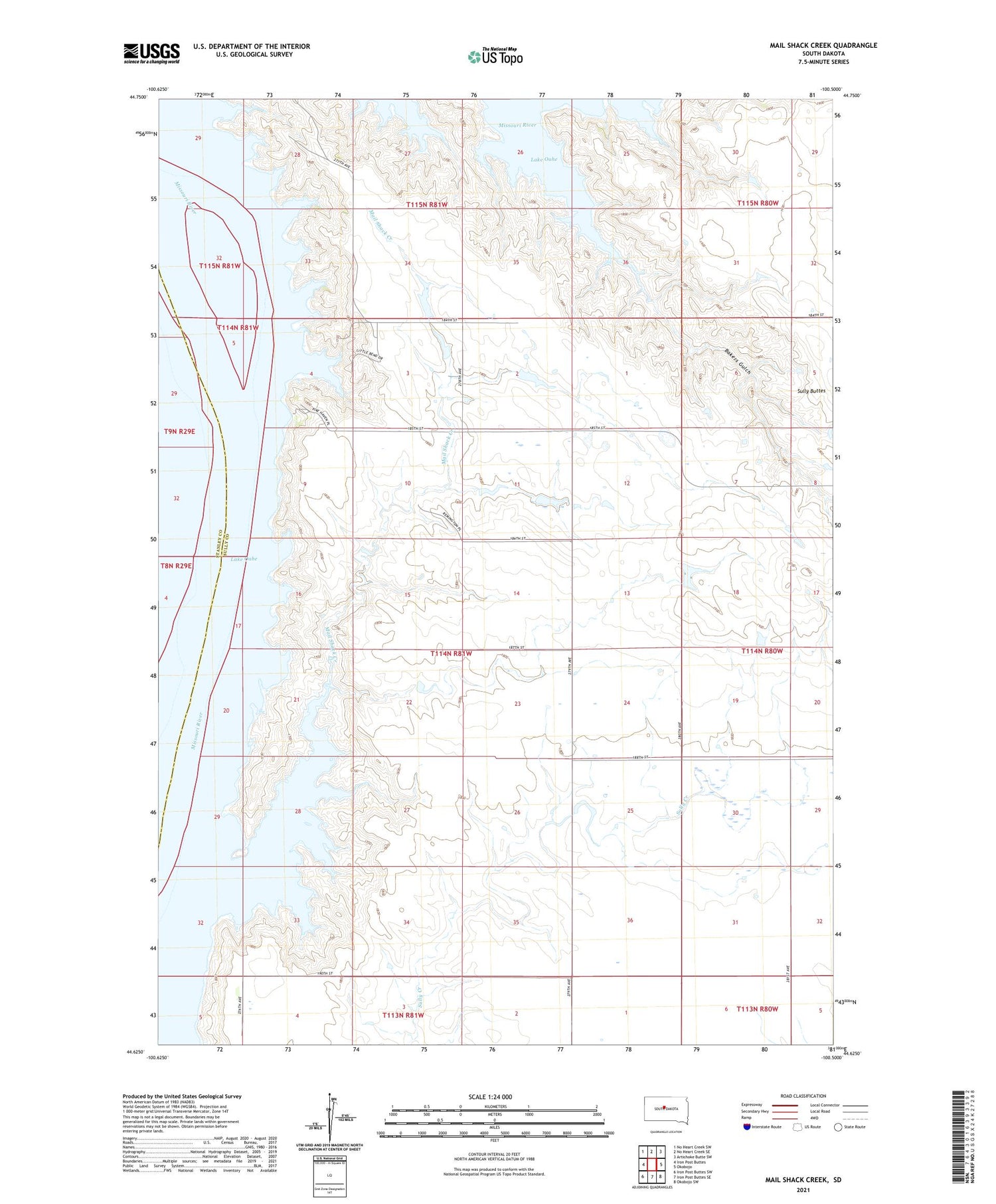 Mail Shack Creek South Dakota US Topo Map Image