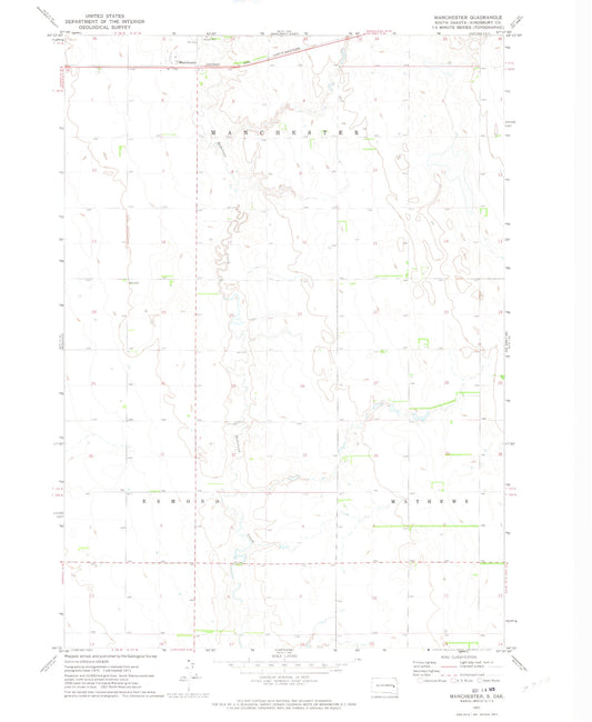 Classic USGS Manchester South Dakota 7.5'x7.5' Topo Map Image