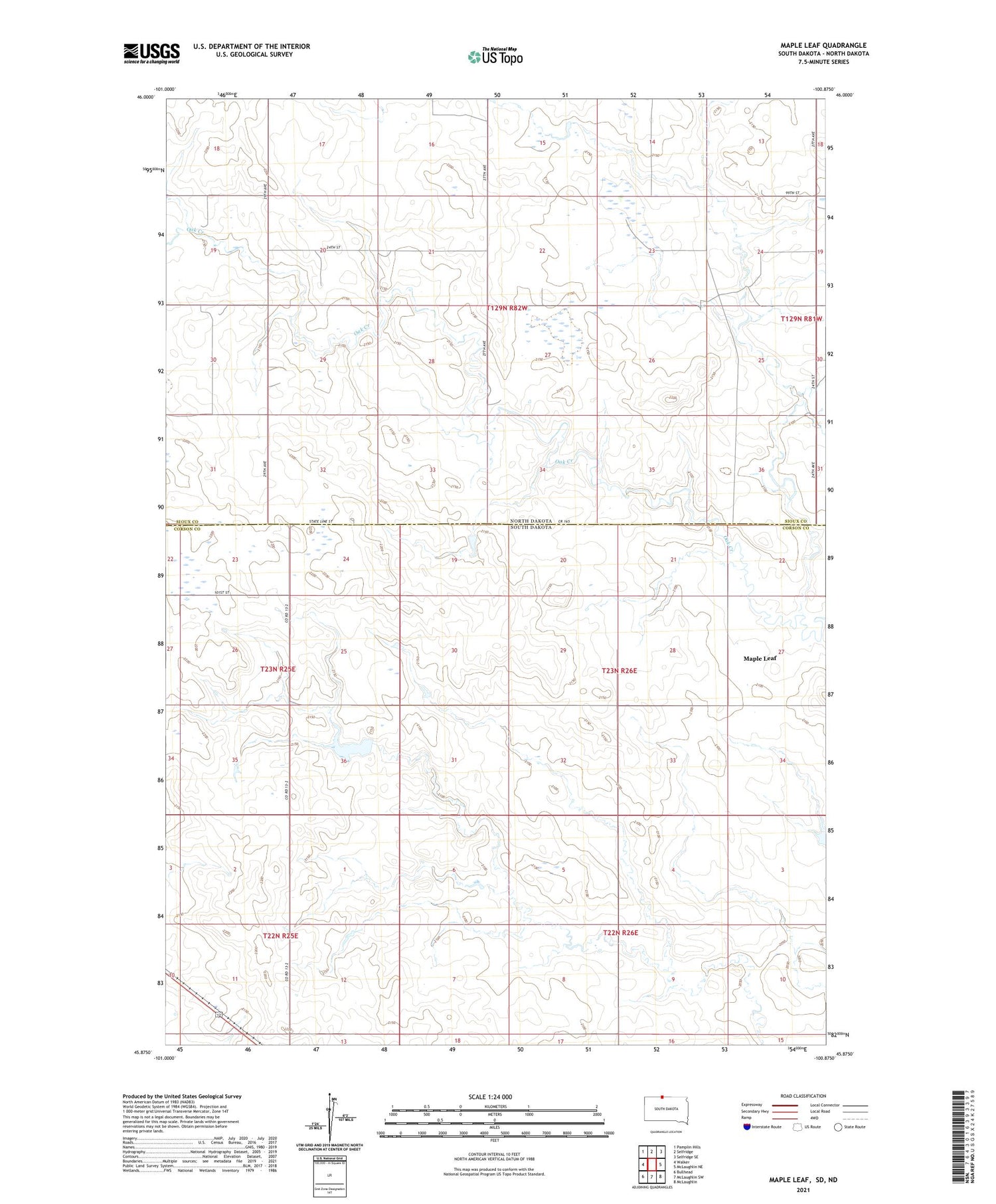 Maple Leaf South Dakota US Topo Map Image