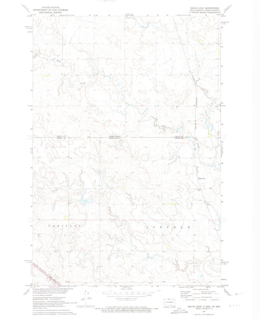 Classic USGS Maple Leaf South Dakota 7.5'x7.5' Topo Map Image