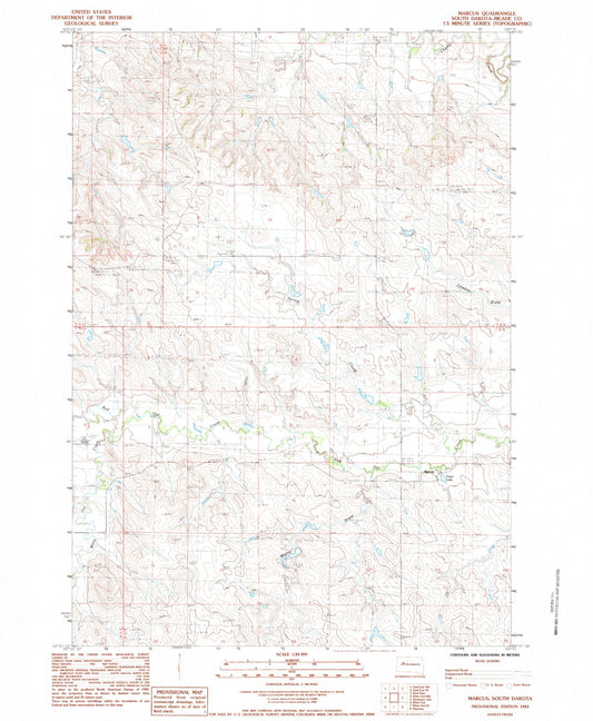 Classic USGS Marcus South Dakota 7.5'x7.5' Topo Map Image