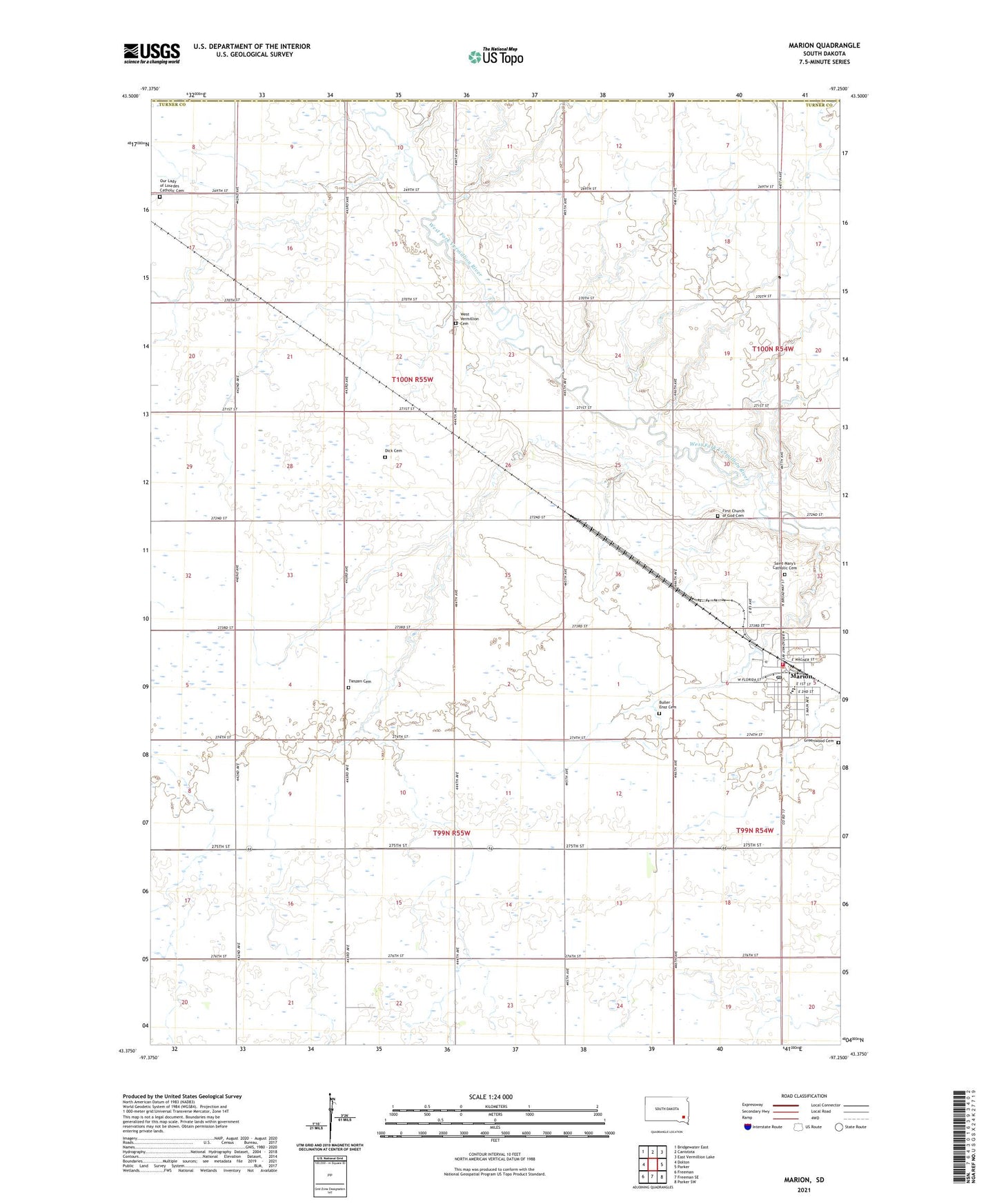 Marion South Dakota US Topo Map Image