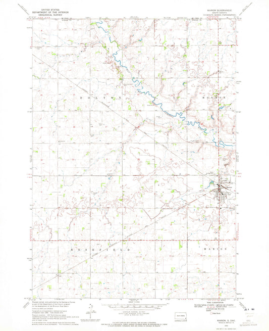 Classic USGS Marion South Dakota 7.5'x7.5' Topo Map Image