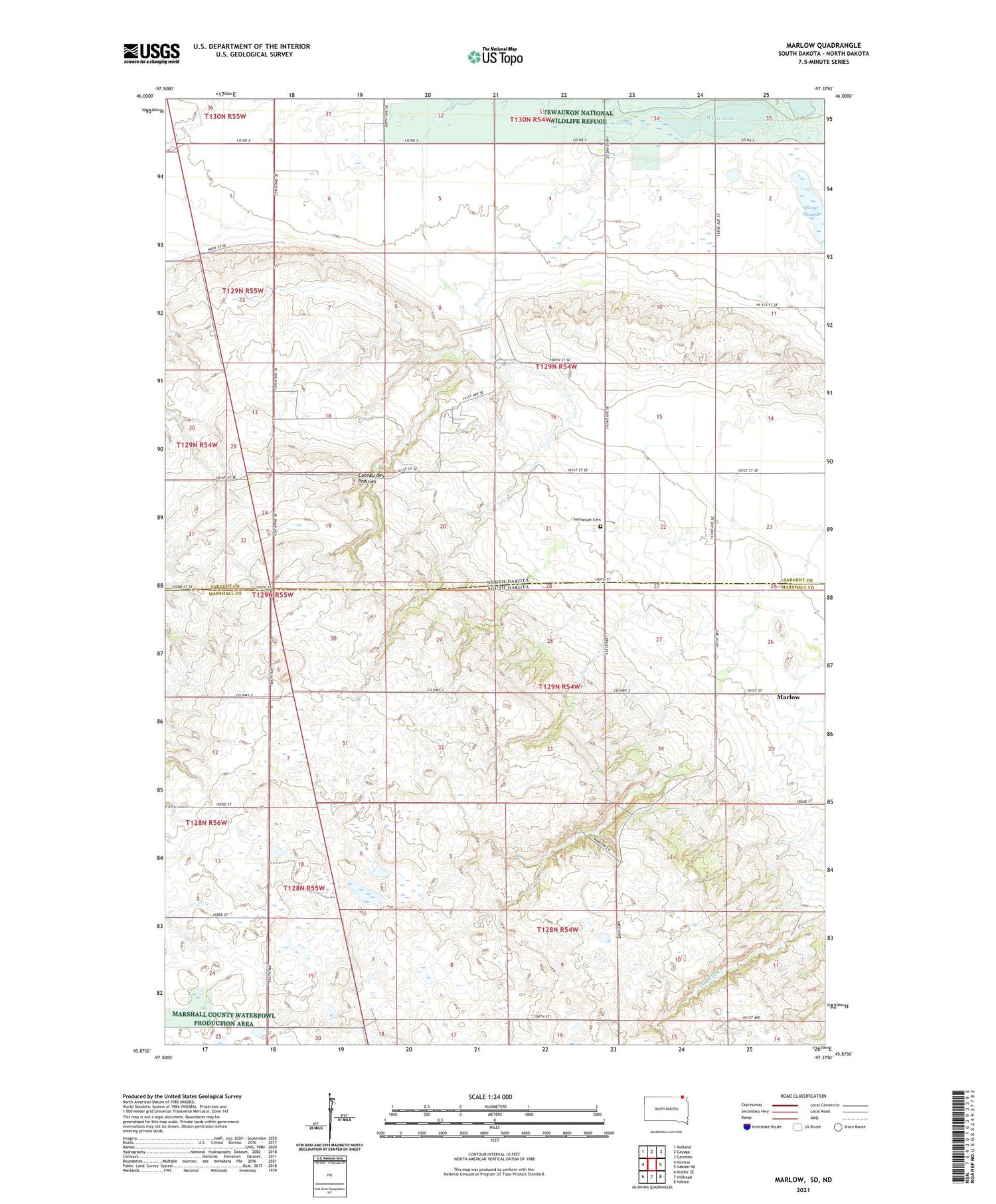 Marlow South Dakota US Topo Map Image