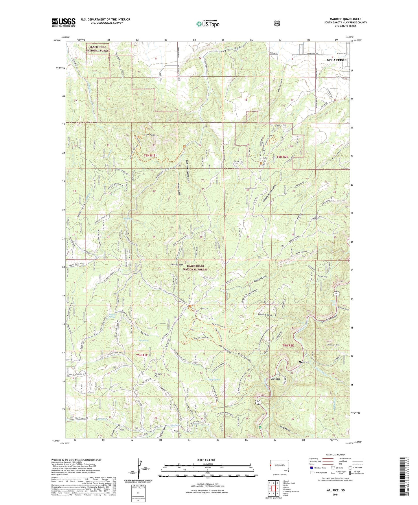 Maurice South Dakota US Topo Map Image
