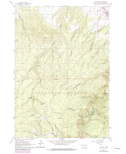 Classic USGS Maurice South Dakota 7.5'x7.5' Topo Map Image