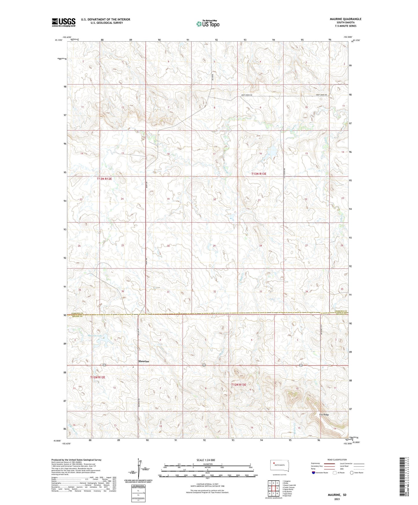 Maurine South Dakota US Topo Map Image