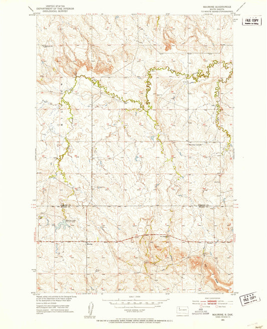 Classic USGS Maurine South Dakota 7.5'x7.5' Topo Map Image