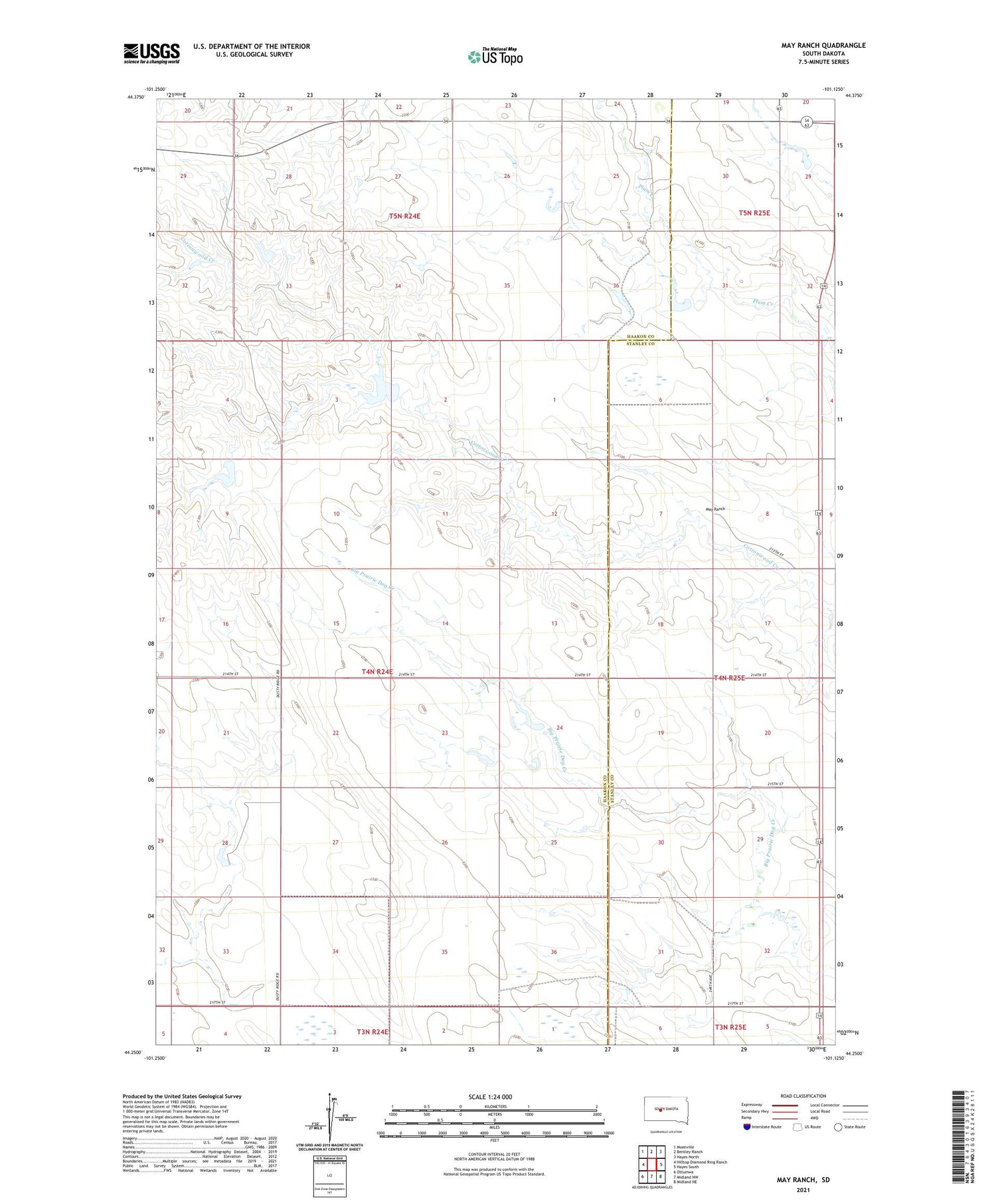 May Ranch South Dakota US Topo Map Image