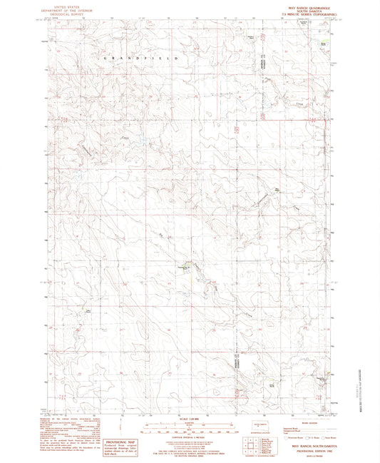 Classic USGS May Ranch South Dakota 7.5'x7.5' Topo Map Image