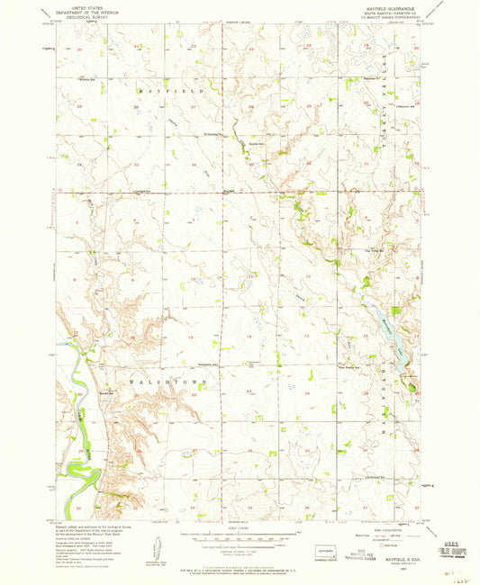 Classic USGS Mayfield South Dakota 7.5'x7.5' Topo Map Image