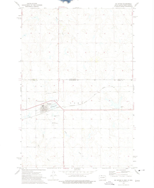 Classic USGS McIntosh South Dakota 7.5'x7.5' Topo Map Image