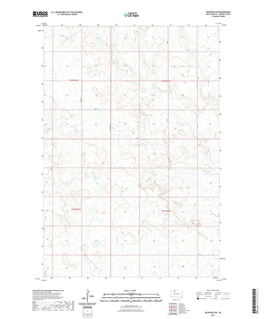 McIntosh SW South Dakota US Topo Map Image