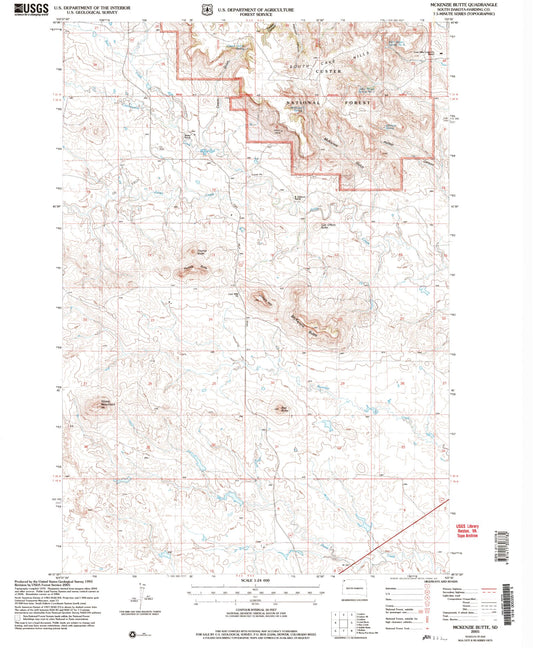 Classic USGS McKenzie Butte South Dakota 7.5'x7.5' Topo Map Image