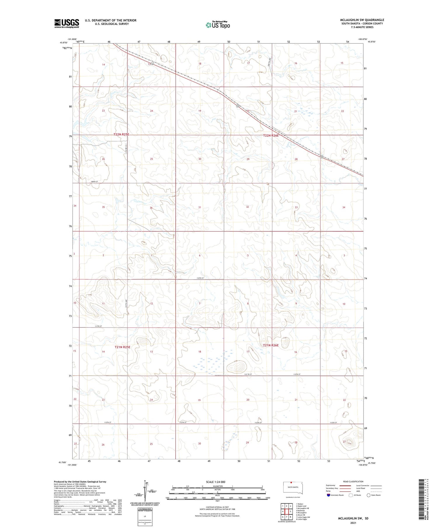 McLaughlin SW South Dakota US Topo Map Image