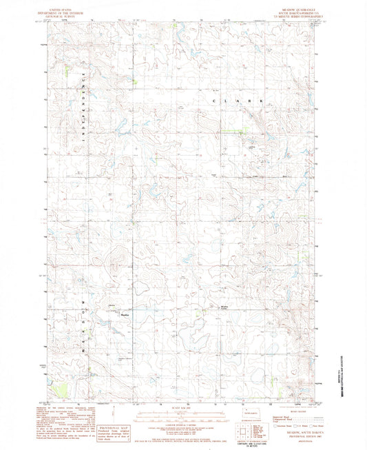 Classic USGS Meadow South Dakota 7.5'x7.5' Topo Map Image