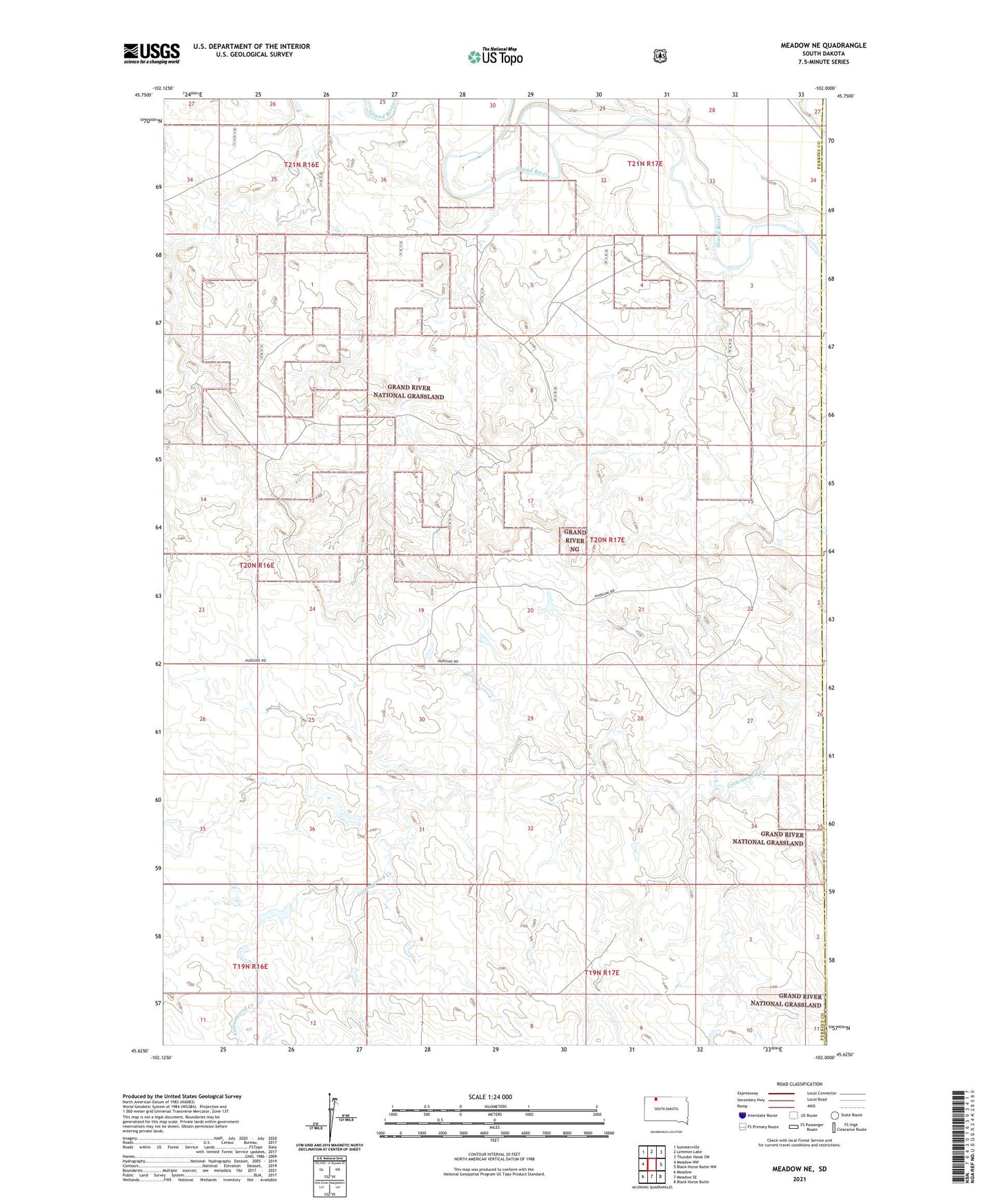 Meadow NE South Dakota US Topo Map Image