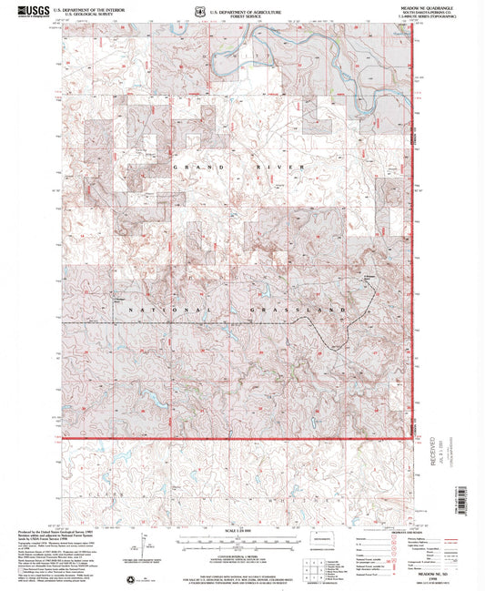 Classic USGS Meadow NE South Dakota 7.5'x7.5' Topo Map Image