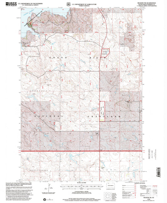Classic USGS Meadow NW South Dakota 7.5'x7.5' Topo Map Image