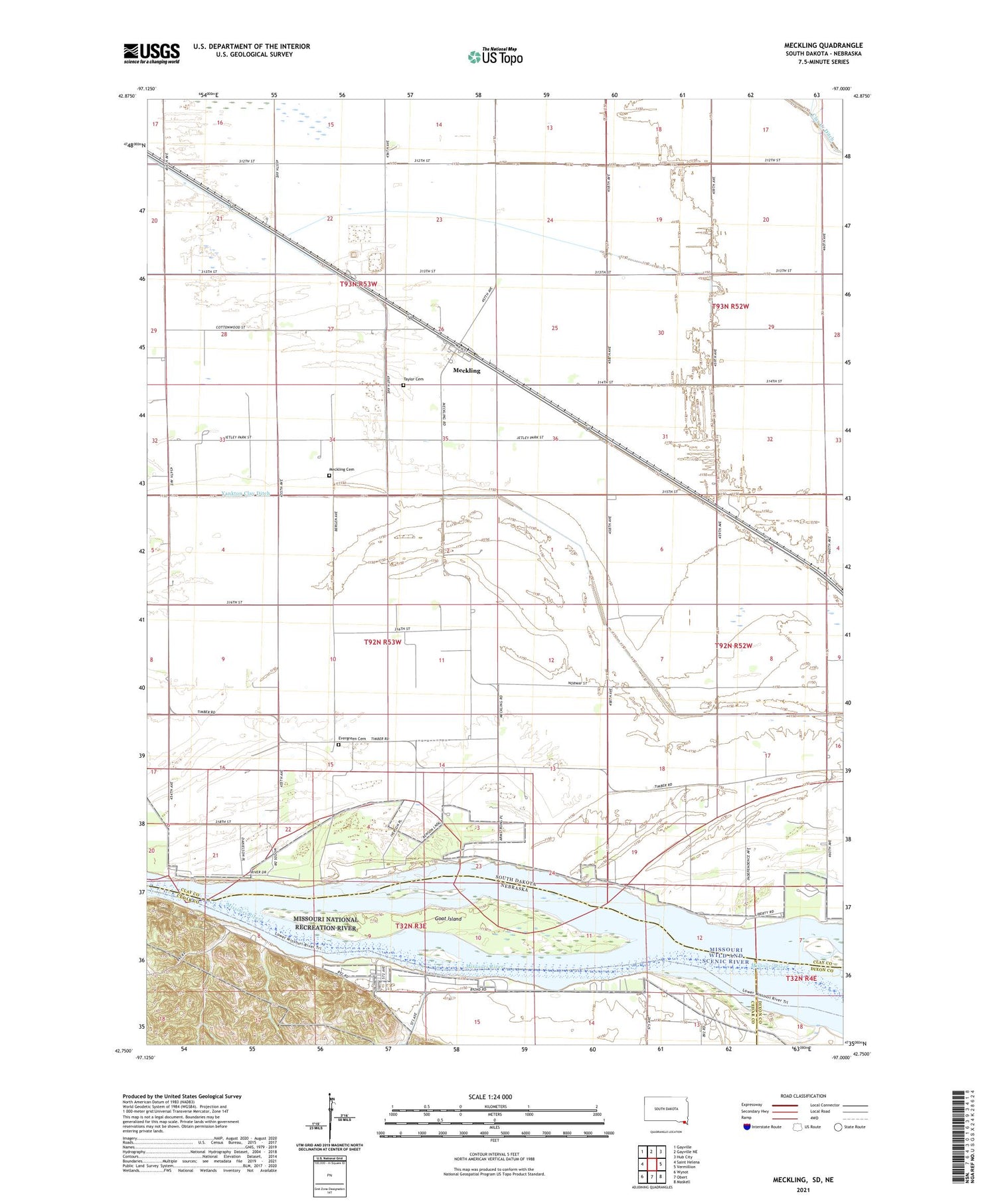 Meckling South Dakota US Topo Map Image