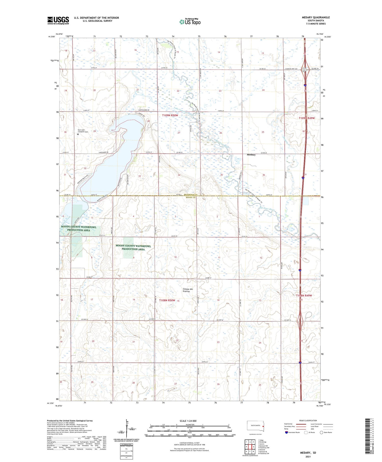 Medary South Dakota US Topo Map Image