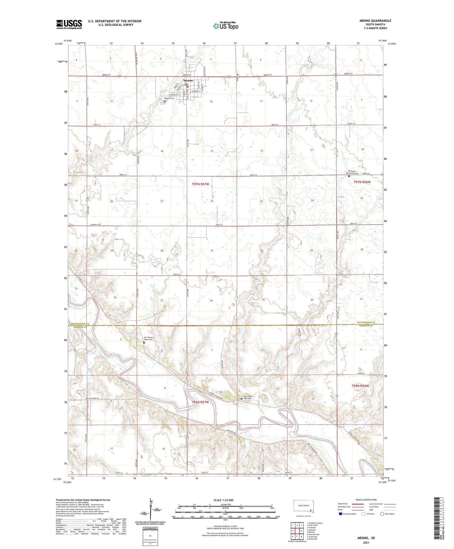 Menno South Dakota US Topo Map Image