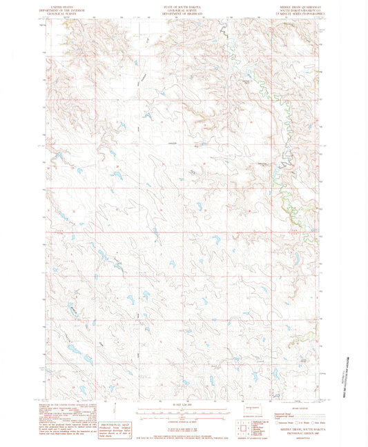 Classic USGS Middle Draw South Dakota 7.5'x7.5' Topo Map Image