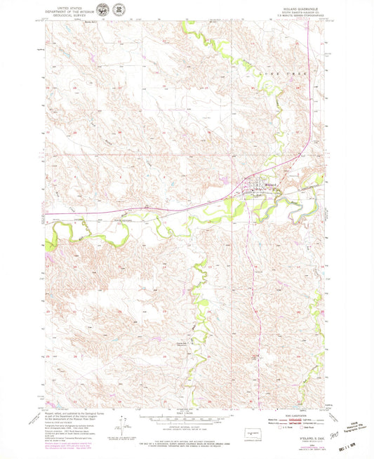 Classic USGS Midland South Dakota 7.5'x7.5' Topo Map Image