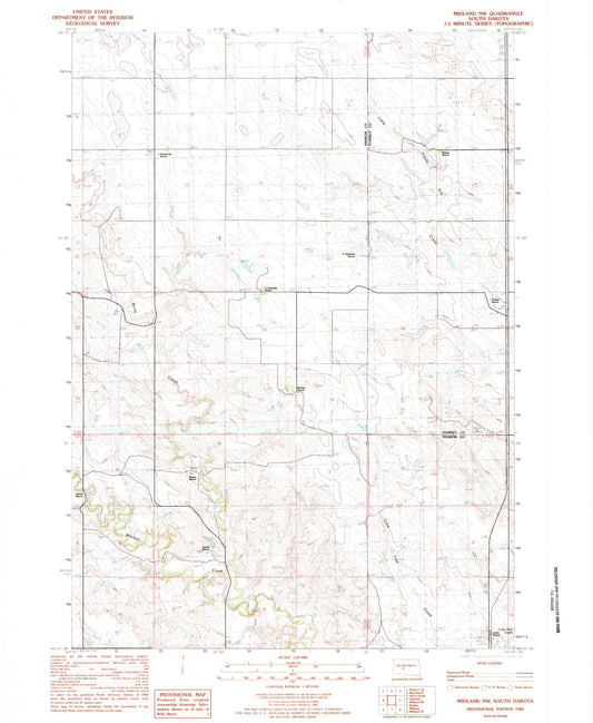 Classic USGS Midland NW South Dakota 7.5'x7.5' Topo Map Image