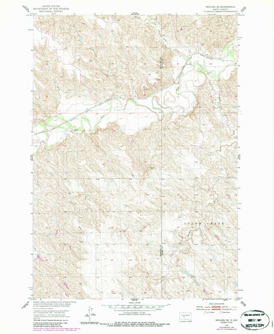 Classic USGS Midland SE South Dakota 7.5'x7.5' Topo Map Image