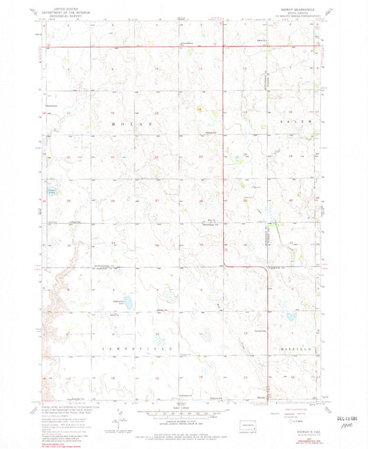 Classic USGS Midway South Dakota 7.5'x7.5' Topo Map Image
