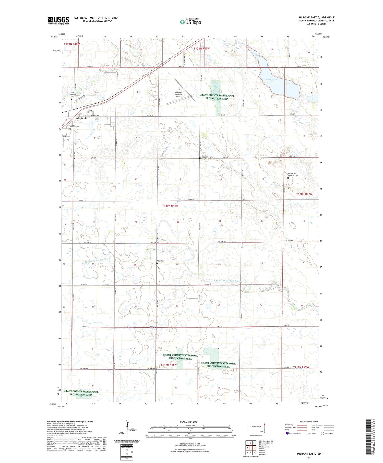 Milbank East South Dakota US Topo Map Image