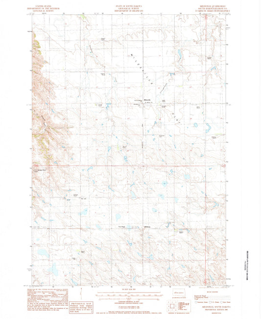 Classic USGS Milesville South Dakota 7.5'x7.5' Topo Map Image