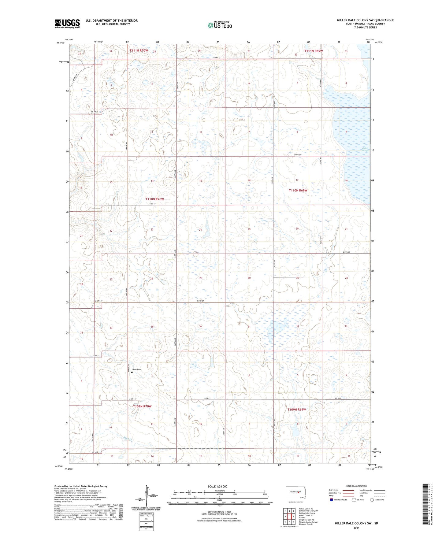 Miller Dale Colony SW South Dakota US Topo Map Image