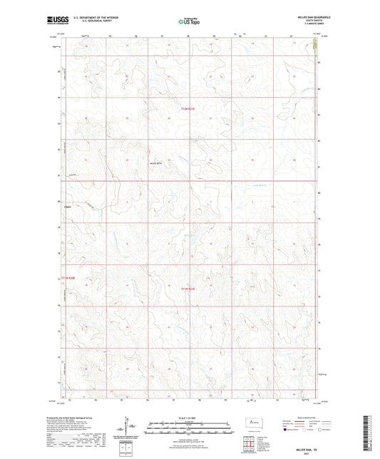 Miller Dam South Dakota US Topo Map Image