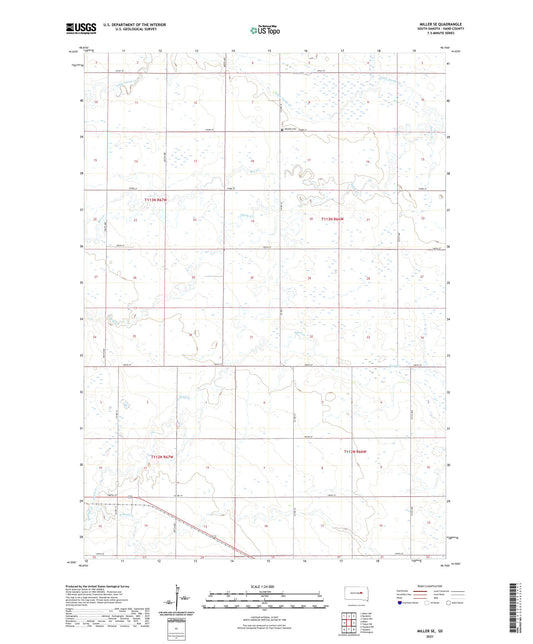 Miller SE South Dakota US Topo Map Image